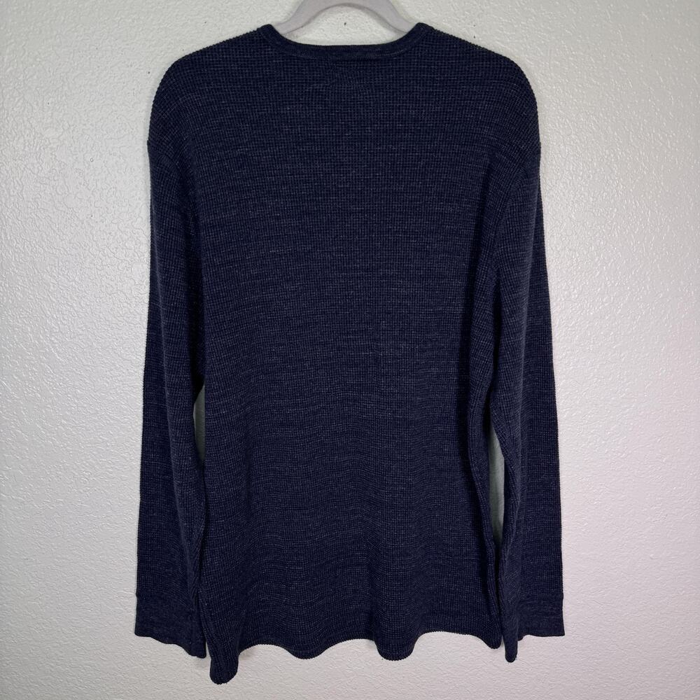Wallace & Barnes J Crew Sweater Mens XL Waffle Knit Cotton Thermal Crewneck Blue - Picture 5 of 10